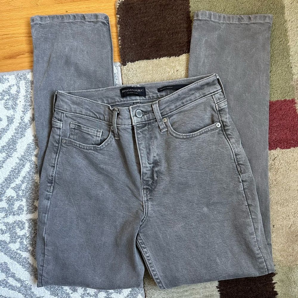 Banana Republic Premium Denim Women’s 25Wx27L High Rise Straight - Light Grey - Picture 2 of 5